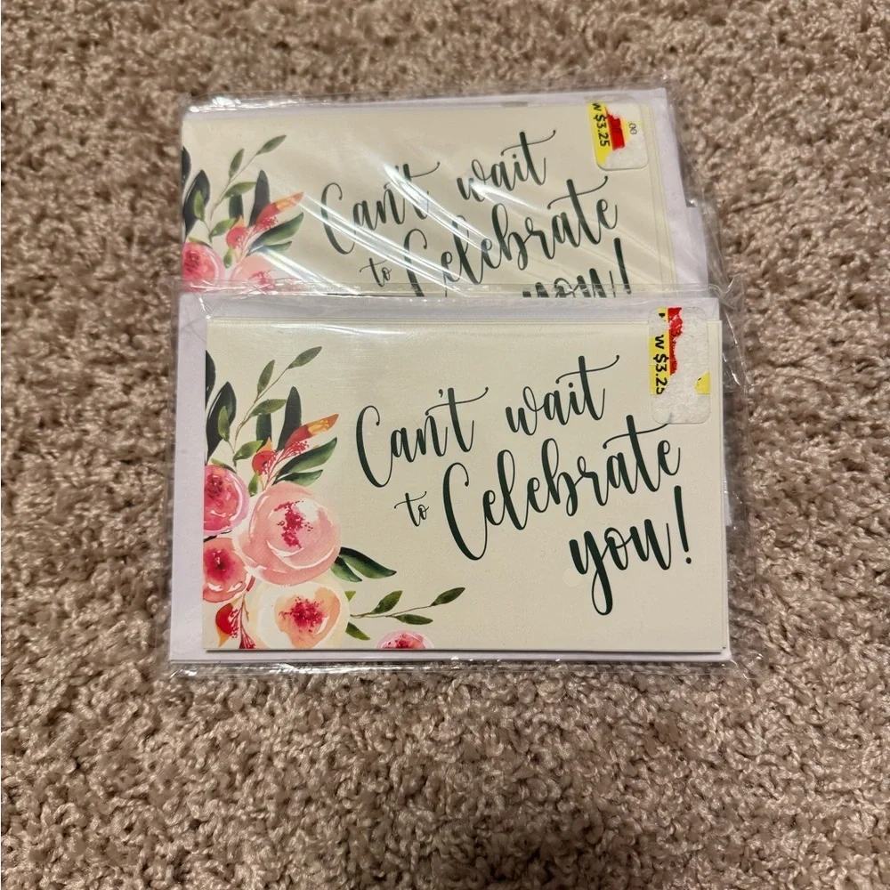 4 packs of 6 “Can’t wait to celebrate you” Floral Celebration Greeting Cards